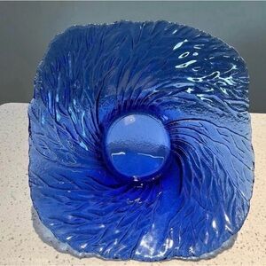 Elegant Blue Glass Art Bowl
